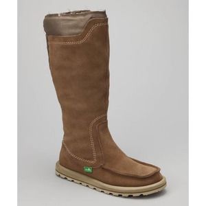 Sanuk Tan Torrey Tall Boot Suede Faux Shearling Lined 10